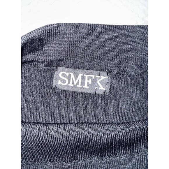 Smfk Black White Logo Knit Mini Skirt M - Picture 3 of 4